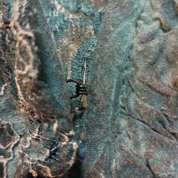 Scully Ladies BOHO Lace Flare Duster. Soft teal blue and gray. Gently used. - Picture 4 of 5